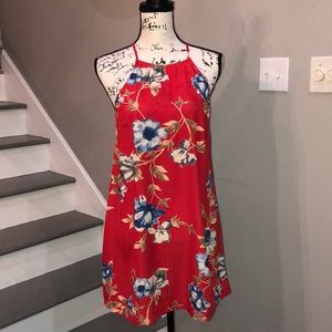 Red floral dress
